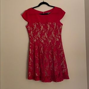 Red Lace fit and flare dress